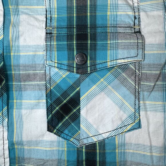 Vintage 90s No Fear Men’s Button Up Size XL This Is My Comfort Zone Plaid - Picture 4 of 8